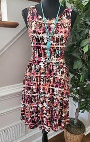 APT.9 Women's Multicolor Rayon Round Neck Sleeveless Knee Length Dress Size M