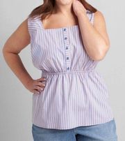 Lane Bryant Red White Blue Striped Peplum Top 12