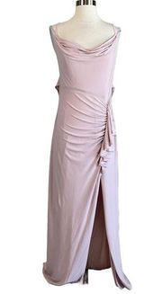 Pink Backless Thigh Slit Long Formal Dress AQUA Women's Size XL Evening Gown