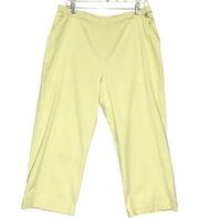 Tommy Bahama Womens Size 12 Lime Green Striped Cotton Seersucker Pants Crop Vtg