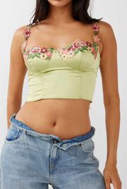 Rose Garden Crop Top Lime Appliqué Large