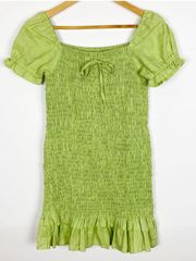 Faithful the Brand Cette Linen Mini Dress Plain Washed Lime Size 6