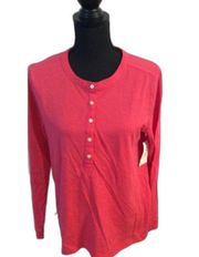 New NWT Style & Co Pink Knit Shirt Henley Petite PL Long Sleeve