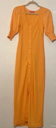 Orange Button Front Maxi Dress