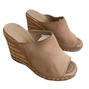 Prada Calzature Donna Jute espadrilles sandals wedges clogs in beige tan Suede