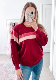 THE GREAT. Maroon Striped Crewneck Sweatshirt 