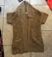 Tan fluffy short sleeve cardigan never worn 