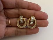 Christian Dior Gold Crystal Clip on Earrings