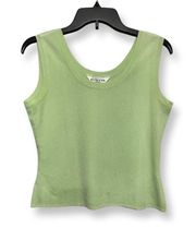 Womens Sweater Lime Green Sleeveless Scoop Neck Thin Knit Petites SP