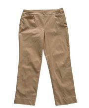 Chicos Tan Elastic Wasit Pull On Cropped Ankle Summer Pants Size 14R 2.5R Chicos