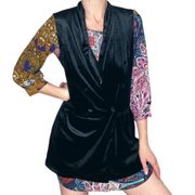 A New Day Women’s Black Velvet Long Retro Vest