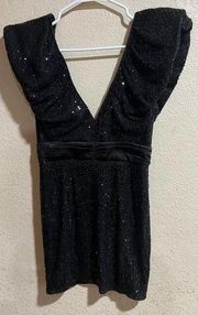 Elle Zeitoune Marla black sequins mini dress