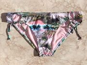 Pink and Green Tropical Print  Strappy Swim Bottoms