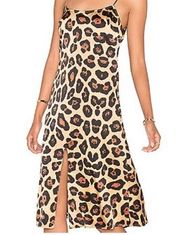 Revolve x LPA Leopard Slip Silk Dress 14 in Painted Leopard- Size XS