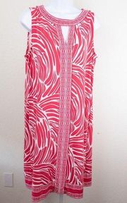 Dana Buchman Pink White Shift Tank Dress, Large