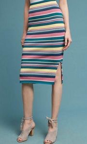 Anthropologie Maeve Women’s Sz M Stripe Knit Lana Sweater Straight Midi Skirt