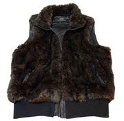 Tart Collections Faux Fur Vest w/ Leather Trim | Chocolate Brown | EUC | Sz S |