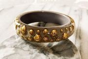 Marc by Marc Jacobs Bangle Bracelet Acrylic Gold Studded Gray Signed Designer