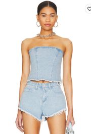 Super down Dominique Denim Shorts And Strapless Denim Top