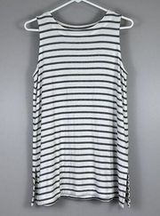 J. Jill Wearever Layering Tank Top Size Small Shirt Black White Stripes Flowy