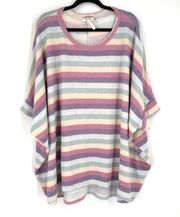 NWT Andree by Unit Women's top 3x plus Dolman Sleeve scoop neck striped purple