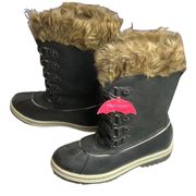 New w Tag Mid-Calf Faux Fur Lined Weathered Look Winter Boots Wm 6