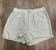 Loft Linen Tan Striped Shorts