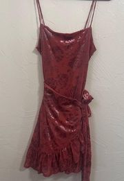 Free People Olivia velvet burnout wrap mini dress size S