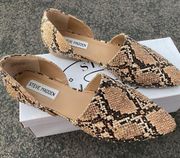 snake printed studded dorsays flat