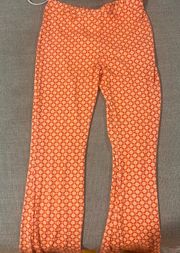 Retro Orange  Patterned Flare Leggings