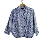 Carlisle Animal Print Safari Blazer Button Down Jacket
Blue & White Size 4 Small