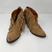 Coconuts by Matisse Shelton Ankle Boot Womens Sz 8.5 Faux Suede Fringe Point Toe