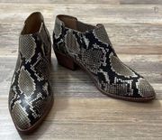 Madewell Sonia Low Chelsea Bootie Snake Emboss Leather Womens Size 6 Brown Black