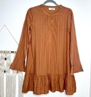 Carly Jean LA dress tunic length long sleeved Henley neck