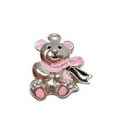 925 Sterling Silver Teddy Bear pink Enamel charm bracelets