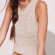 Pilcro Beige Ribbed Knit Tank Top Small
