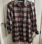 BNWOT Copper Key Red & Green Plaid Flannel Babydoll Dress