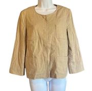 DKNY Women's Donna Karan New York Linen Blazer Tan Small