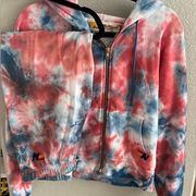 Aviator Nation Tie Dye Red Sweatpants & Sweatshirt Set