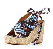 l Tropical Tie Back Wedge Sandals