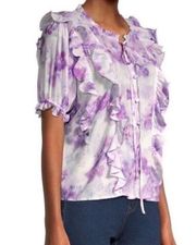 New with tags For Love and Lemons women's purple Zinnia floral ruffle blouse