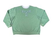 Vintage 90s Floral Embroidered Green Crewneck Sweater