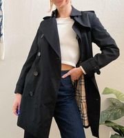 EUC $2590 Burberry Black Heritage Mid Length Trench Coat