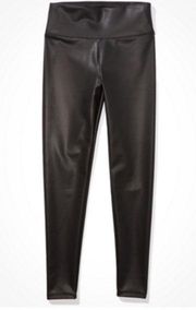 AE American Eagle Faux Leather High Waist Legging Large Black