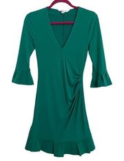 BCBGeneration Green Ruched Ruffled Dress