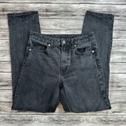 H&M &Denim by  Women's Vintage Straight Jeans Acid Wash Black Grey Gray 6 Ripped