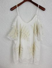 Gimmicks Womens Blouse Size Medium Cream/White Floral Sheer Sleeveless V-Neck