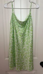 green silk dress 