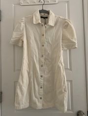 white Denim Dress Puff Sleeve NWT