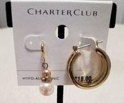 MIX IT UP! Charter Club Gold Tone Double Hoop & Pearl/Crystal Dangle Earrings